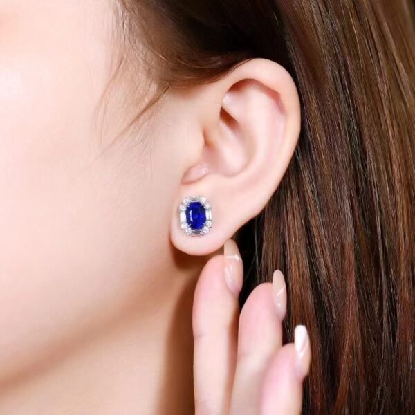 微信图片_202407311026041 SGARIT Fine Jewelry Custom Solid 18k White Gold 3.02 Carats Oval Cut Jewellery Luxury Natural Gemstone Royal Blue Sapphire Stud Earrings