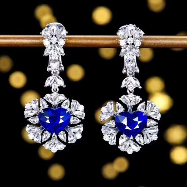 微信图片_20240731102620 Sgarit Fine Jewelry Custom Solid 18k White Gold 3.58 Carats Heart Cut Jewellery Luxury Natural Gemstone Sri Lanka Royal Blue Sapphire Eardrop Earrings