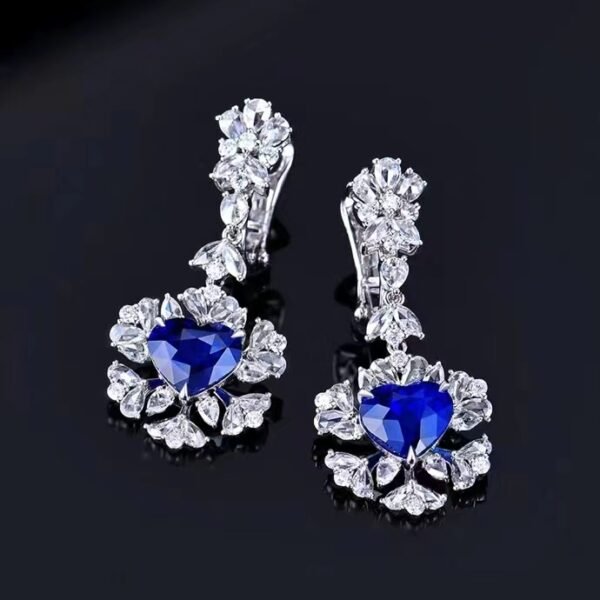 微信图片_202407311026211 Sgarit Fine Jewelry Custom Solid 18k White Gold 3.58 Carats Heart Cut Jewellery Luxury Natural Gemstone Sri Lanka Royal Blue Sapphire Eardrop Earrings