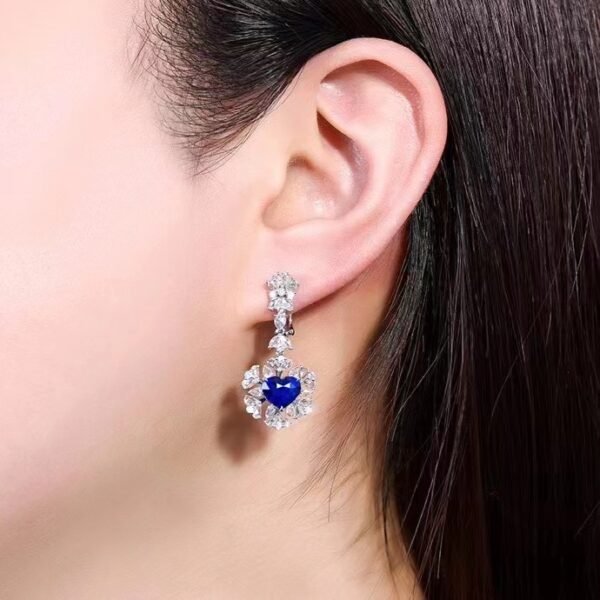 微信图片_202407311026213 Sgarit Fine Jewelry Custom Solid 18k White Gold 3.58 Carats Heart Cut Jewellery Luxury Natural Gemstone Sri Lanka Royal Blue Sapphire Eardrop Earrings