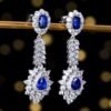 Sgarit Fine Jewelry Custom Solid 18k White Gold 2.16 Carats Pear Cut Jewellery Luxury Natural Gemstone Blue Sapphire Eardrop Earrings