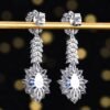 Sgarit Fine Jewelry Custom Solid 18k White Gold 2.16 Carats Pear Cut Jewellery Luxury Natural Gemstone Blue Sapphire Eardrop Earrings