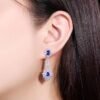 Sgarit Fine Jewelry Custom Solid 18k White Gold 2.16 Carats Pear Cut Jewellery Luxury Natural Gemstone Blue Sapphire Eardrop Earrings