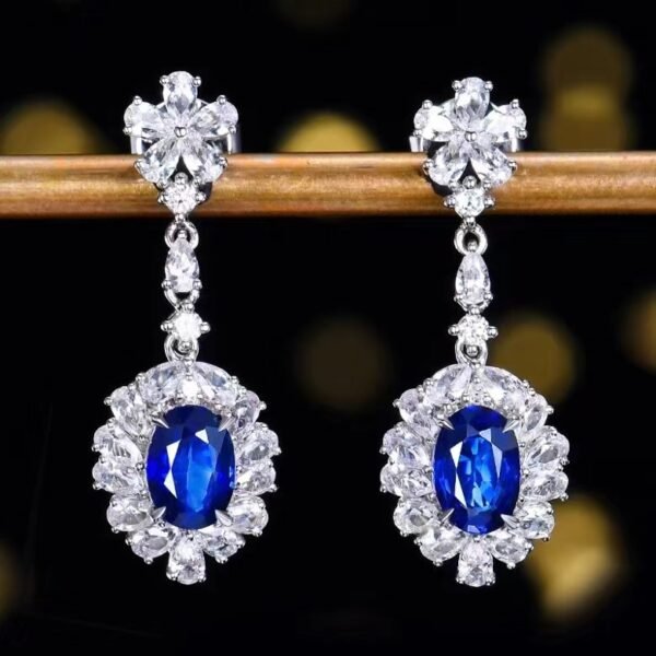 微信图片_20240731102700 SGARIT Fine Jewelry Custom Solid 18k White Gold 1.03 Carats Oval Cut Jewellery Luxury Natural Gemstone Sri Lanka Blue Sapphire Eardrop Earrings