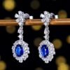 微信图片_202407311027001 SGARIT Fine Jewelry Custom Solid 18k White Gold 1.03 Carats Oval Cut Jewellery Luxury Natural Gemstone Sri Lanka Blue Sapphire Eardrop Earrings
