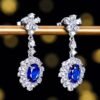 微信图片_202407311027002 SGARIT Fine Jewelry Custom Solid 18k White Gold 1.03 Carats Oval Cut Jewellery Luxury Natural Gemstone Sri Lanka Blue Sapphire Eardrop Earrings