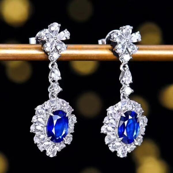 微信图片_202407311027002 SGARIT Fine Jewelry Custom Solid 18k White Gold 1.03 Carats Oval Cut Jewellery Luxury Natural Gemstone Sri Lanka Blue Sapphire Eardrop Earrings