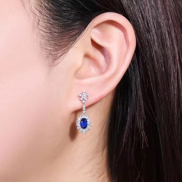 微信图片_202407311027003 SGARIT Fine Jewelry Custom Solid 18k White Gold 1.03 Carats Oval Cut Jewellery Luxury Natural Gemstone Sri Lanka Blue Sapphire Eardrop Earrings