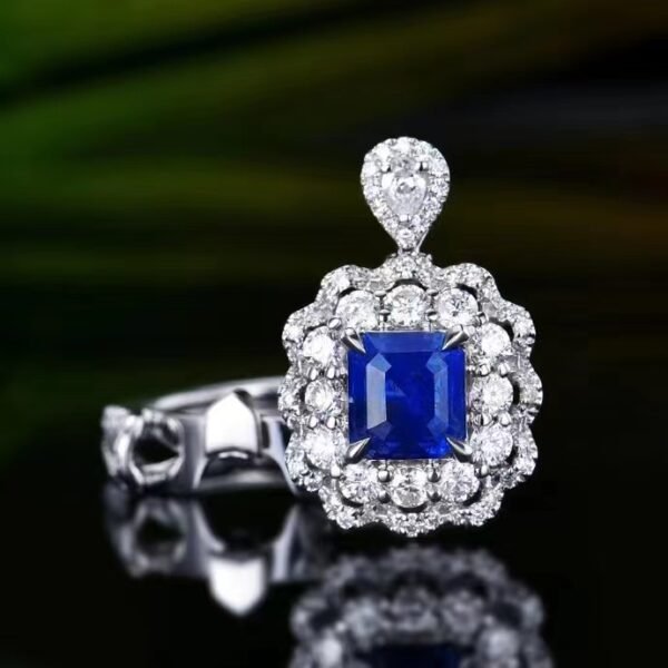 微信图片_202407311027431 SGARIT Fine Jewelry Custom Solid 18k White Gold 1.51 Carats Emerald Cut Jewellery Luxury Natural Gemstone Sri Lanka Blue Sapphire Ring/Pendant