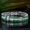 微信图片_20240731102756 SGARIT Fine Jewelry Custom Solid 18k White Gold 11.14 Carats Emerald Cut Jewellery Luxury Natural Gemstone Pakistan Emerald Retro Sugar Square Wide Version Bracelet
