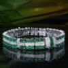 微信图片_20240731102957 SGARIT Fine Jewelry Custom Solid 18k White Gold 11.14 Carats Emerald Cut Jewellery Luxury Natural Gemstone Pakistan Emerald Retro Sugar Square Wide Version Bracelet