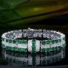 微信图片_202407311029571 SGARIT Fine Jewelry Custom Solid 18k White Gold 11.14 Carats Emerald Cut Jewellery Luxury Natural Gemstone Pakistan Emerald Retro Sugar Square Wide Version Bracelet