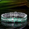 微信图片_202407311029572 SGARIT Fine Jewelry Custom Solid 18k White Gold 11.14 Carats Emerald Cut Jewellery Luxury Natural Gemstone Pakistan Emerald Retro Sugar Square Wide Version Bracelet