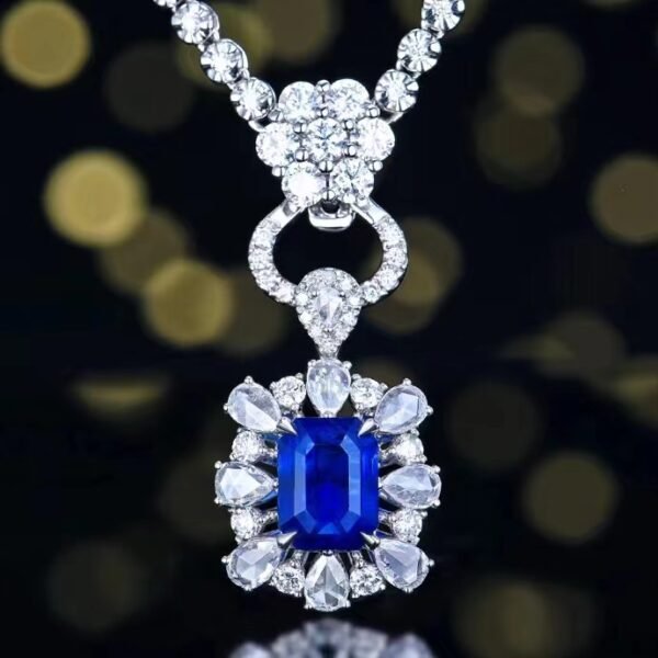 微信图片_202407311030353 SGARIT Fine Jewelry Custom Solid 18k White Gold 2.15 Carats Emerald Cut Jewellery Luxury Natural Gemstone Sri Lanka Royal Sapphire Ring/Pendant