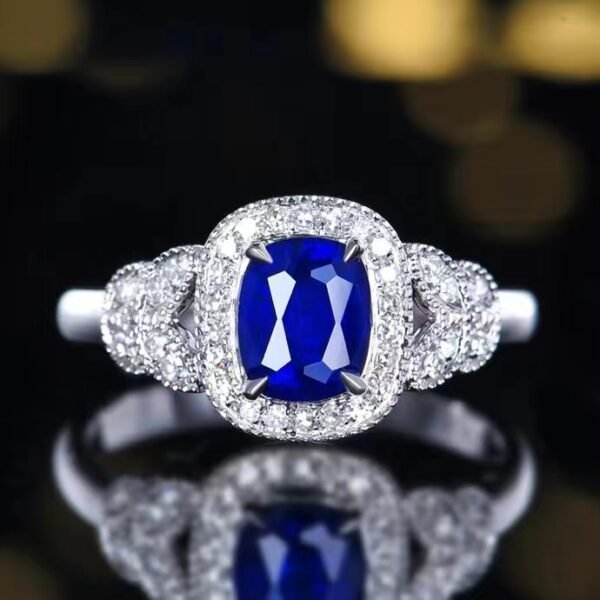 微信图片_20240731103054 SGARIT Fine Jewelry Custom Solid 18k White Gold 1.05 Carats Cushion Cut Jewellery Luxury Natural Gemstone Sri Lanka Blue Sapphire Ring