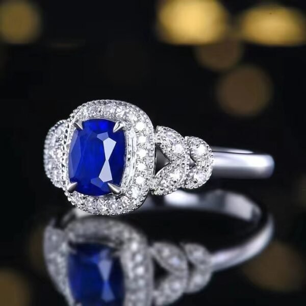 微信图片_202407311030541 SGARIT Fine Jewelry Custom Solid 18k White Gold 1.05 Carats Cushion Cut Jewellery Luxury Natural Gemstone Sri Lanka Blue Sapphire Ring