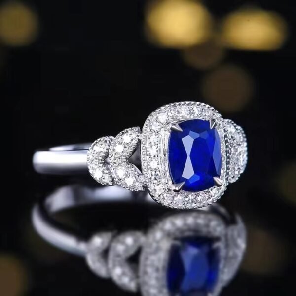微信图片_202407311030542 SGARIT Fine Jewelry Custom Solid 18k White Gold 1.05 Carats Cushion Cut Jewellery Luxury Natural Gemstone Sri Lanka Blue Sapphire Ring