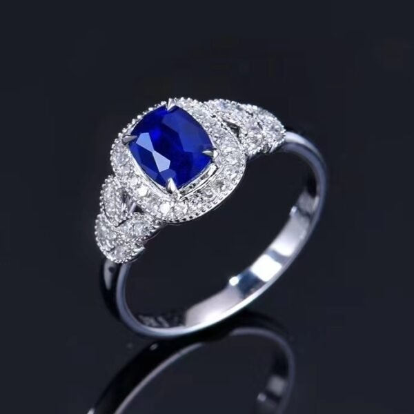 微信图片_20240731103055 SGARIT Fine Jewelry Custom Solid 18k White Gold 1.05 Carats Cushion Cut Jewellery Luxury Natural Gemstone Sri Lanka Blue Sapphire Ring
