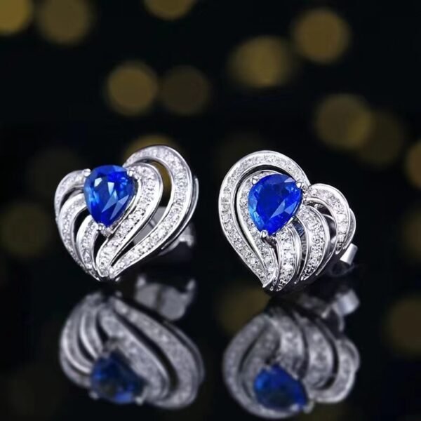 微信图片_202407311031111 SGARIT Fine Jewelry Custom Solid 18k White Gold 1.35 Carats Pear Cut Jewellery Luxury Natural Gemstone Sri Lanka Blue Sapphire Stud Earrings