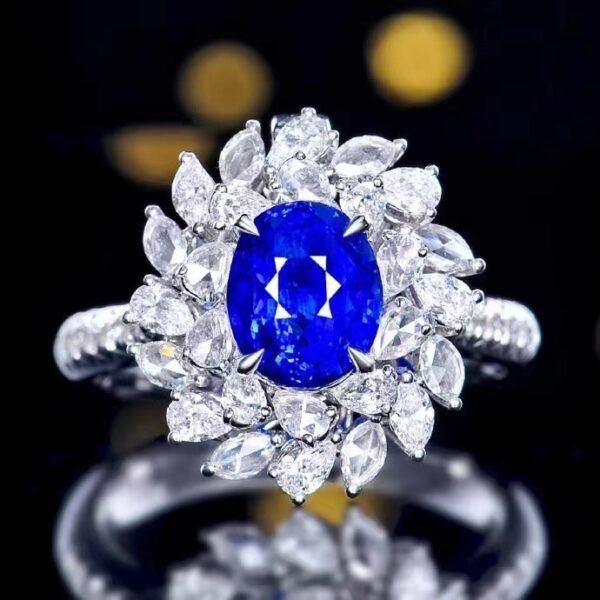 微信图片_20240731103152 SGARIT Fine Jewelry Custom Solid 18k White Gold 3.05 Carats Oval Cut Jewellery Luxury Natural Gemstone Sri Lanka Blue Sapphire Ring
