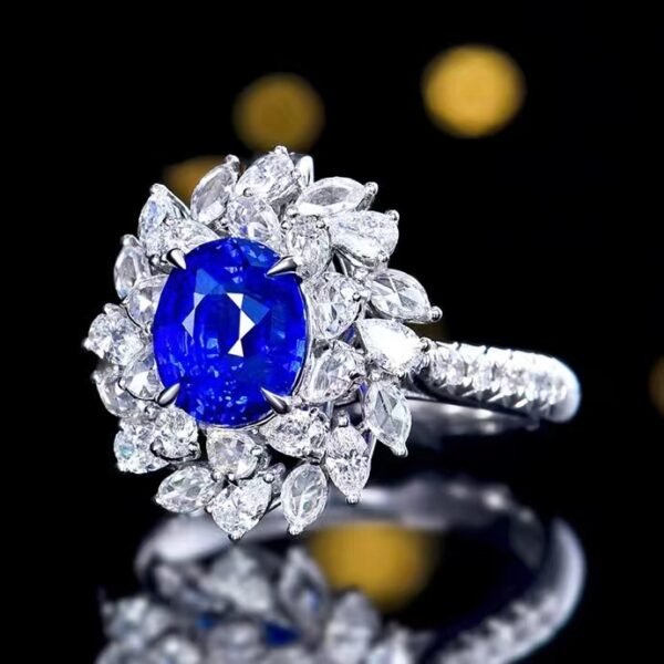 微信图片_202407311031521 SGARIT Fine Jewelry Custom Solid 18k White Gold 3.05 Carats Oval Cut Jewellery Luxury Natural Gemstone Sri Lanka Blue Sapphire Ring