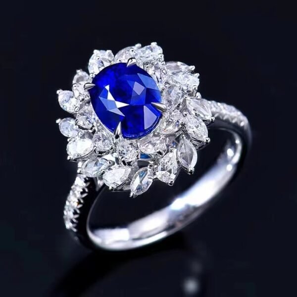 微信图片_202407311031524 SGARIT Fine Jewelry Custom Solid 18k White Gold 3.05 Carats Oval Cut Jewellery Luxury Natural Gemstone Sri Lanka Blue Sapphire Ring