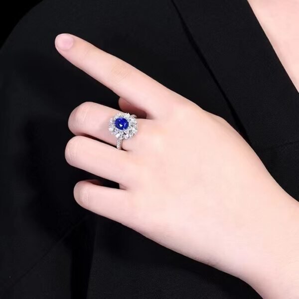 微信图片_20240731103153 SGARIT Fine Jewelry Custom Solid 18k White Gold 3.05 Carats Oval Cut Jewellery Luxury Natural Gemstone Sri Lanka Blue Sapphire Ring