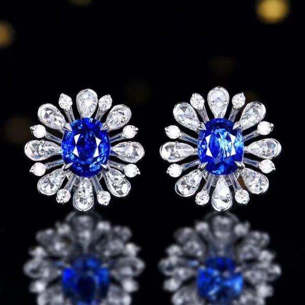 微信图片_20240731103210 SGARIT Fine Jewelry Custom Solid 18k White Gold 2.25 Carats Oval Cut Jewellery Luxury Natural Gemstone Sri Lanka Blue Sapphire Stud Earrings