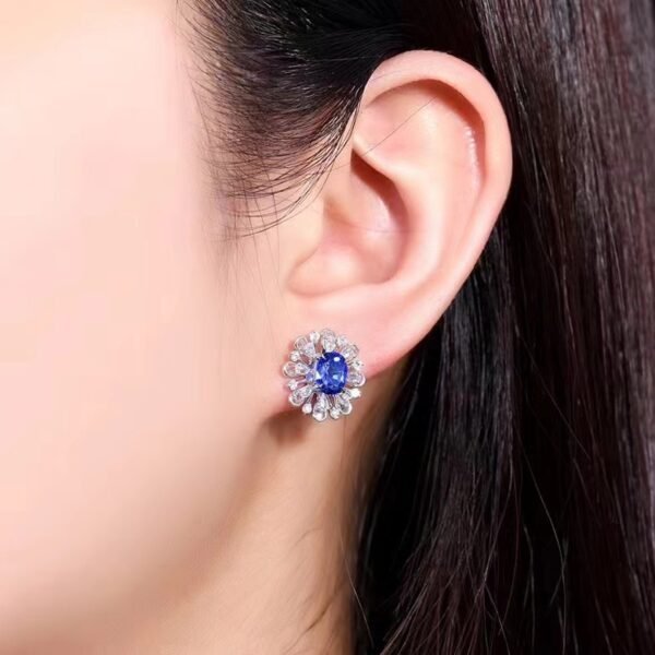 微信图片_202407311032105 SGARIT Fine Jewelry Custom Solid 18k White Gold 2.25 Carats Oval Cut Jewellery Luxury Natural Gemstone Sri Lanka Blue Sapphire Stud Earrings