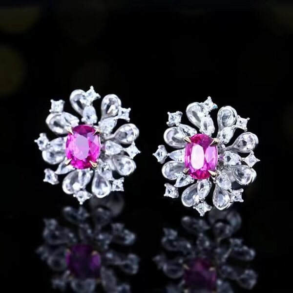 微信图片_20240731103228 SGARIT Fine Jewelry Custom Solid 18k White Gold 1.17 Carats Oval Cut Jewellery Luxury Natural Gemstone Unburnt Sri Lanka Papalachal Stud Earrings