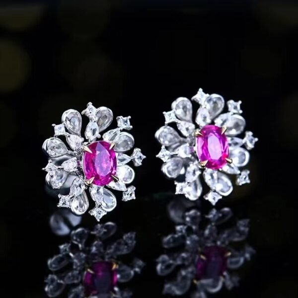 微信图片_202407311032281 SGARIT Fine Jewelry Custom Solid 18k White Gold 1.17 Carats Oval Cut Jewellery Luxury Natural Gemstone Unburnt Sri Lanka Papalachal Stud Earrings