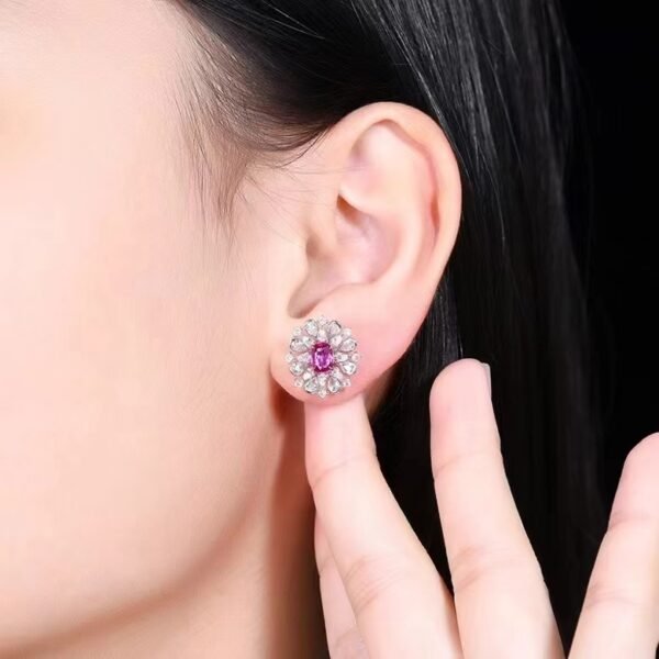 微信图片_202407311032283 SGARIT Fine Jewelry Custom Solid 18k White Gold 1.17 Carats Oval Cut Jewellery Luxury Natural Gemstone Unburnt Sri Lanka Papalachal Stud Earrings