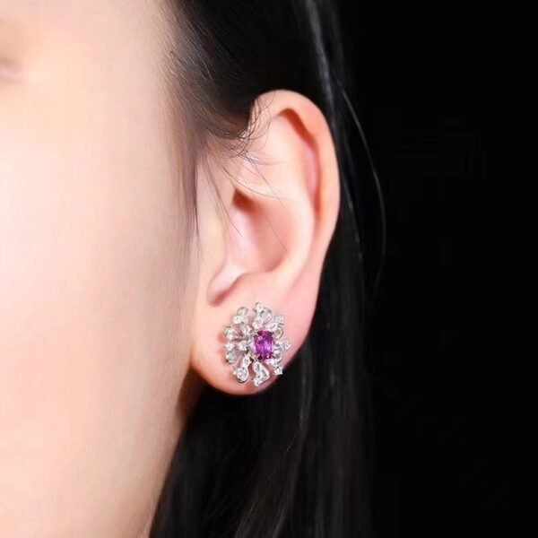 微信图片_202407311032285 SGARIT Fine Jewelry Custom Solid 18k White Gold 1.17 Carats Oval Cut Jewellery Luxury Natural Gemstone Unburnt Sri Lanka Papalachal Stud Earrings