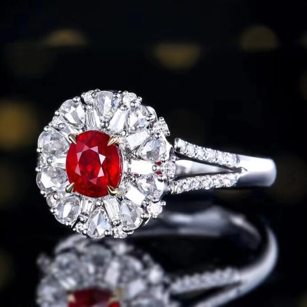 微信图片_202407311032491 SGARIT Fine Jewelry Custom Solid 18k White Gold 1.03 Carats Oval Cut Jewellery Luxury Natural Gemstone Unburnt Pigeon Red Ruby Ring