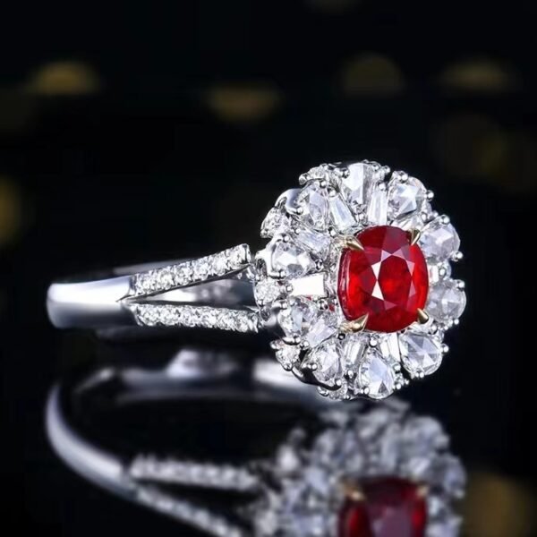 微信图片_202407311032492 SGARIT Fine Jewelry Custom Solid 18k White Gold 1.03 Carats Oval Cut Jewellery Luxury Natural Gemstone Unburnt Pigeon Red Ruby Ring