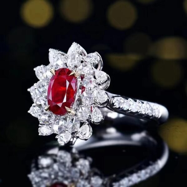 微信图片_202407311033071 SGARIT Fine Jewelry Custom Solid 18k White Gold 1.23 Carats Oval Cut Jewellery Luxury Natural Gemstone Mozambique Unheated Pigeon Red Ruby Ring