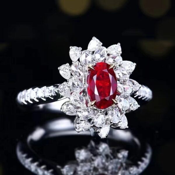 微信图片_202407311033072 SGARIT Fine Jewelry Custom Solid 18k White Gold 1.23 Carats Oval Cut Jewellery Luxury Natural Gemstone Mozambique Unheated Pigeon Red Ruby Ring