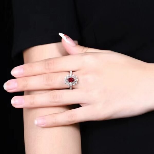 微信图片_20240731103308 SGARIT Fine Jewelry Custom Solid 18k White Gold 1.23 Carats Oval Cut Jewellery Luxury Natural Gemstone Mozambique Unheated Pigeon Red Ruby Ring
