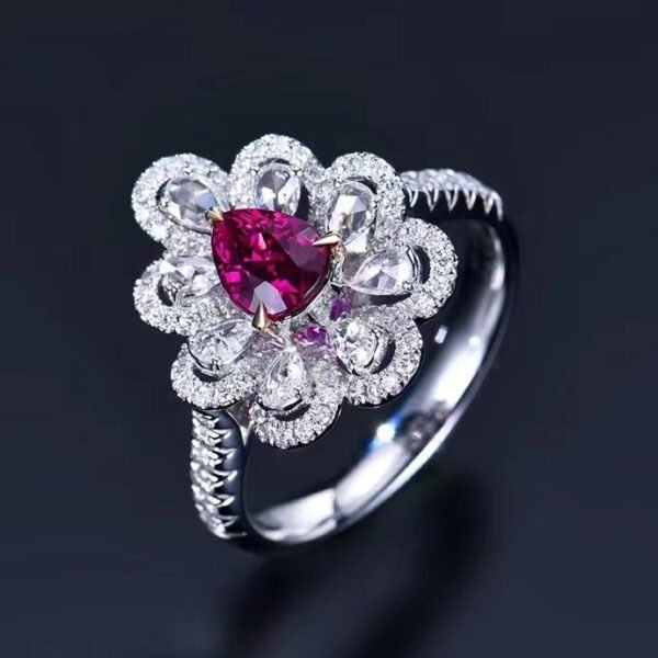 微信图片_202407311035502 SGARIT Fine Jewelry Custom Solid 18k White Gold 1.05 Carats Pear Cut Jewellery Luxury Natural Gemstone Mozambique Unheated Pigeon Red Ruby Ring/Pendant