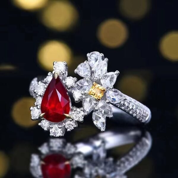 微信图片_202407311036071 SGARIT Fine Jewelry Custom Solid 18k White Gold 1.04 Carats Pear Cut Jewellery Luxury Natural Gemstone Mozambique Unheated Pigeon Red Ruby Ring/Pendant