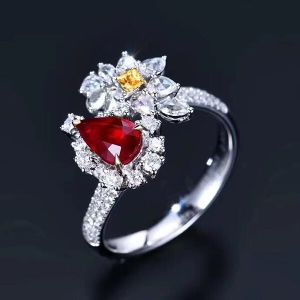 微信图片_202407311036081 SGARIT Fine Jewelry Custom Solid 18k White Gold 1.04 Carats Pear Cut Jewellery Luxury Natural Gemstone Mozambique Unheated Pigeon Red Ruby Ring/Pendant