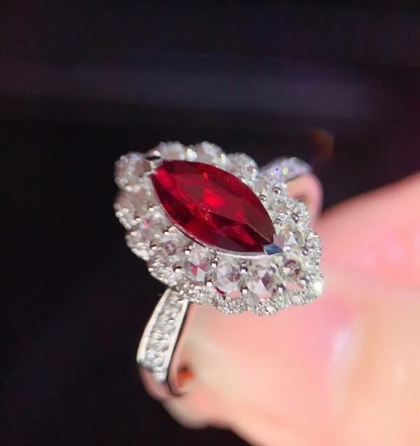 微信图片_202408021005183 SGARIT Fine Jewelry Factory Custom Solid 18k White Gold 1.73 Carats Marquise Cut Jewellery Luxury Horse Eye Shape Natural Gemstone Unburnt Pigeon Red Ruby Ring