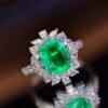 SGARIT Fine Jewelry Factory Customized Solid 18k White Gold 3 Carats Cushion Cut Jewellery Classic Engagement Anniversary VVG Green Natural Gemstone Emerald Ring