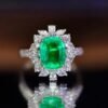 SGARIT Fine Jewelry Factory Customized Solid 18k White Gold 3 Carats Cushion Cut Jewellery Classic Engagement Anniversary VVG Green Natural Gemstone Emerald Ring