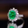SGARIT Fine Jewelry Factory Customized Solid 18k White Gold 3 Carats Cushion Cut Jewellery Classic Engagement Anniversary VVG Green Natural Gemstone Emerald Ring