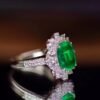 SGARIT Fine Jewelry Factory Customized Solid 18k White Gold 3 Carats Cushion Cut Jewellery Classic Engagement Anniversary VVG Green Natural Gemstone Emerald Ring