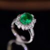 SGARIT Fine Jewelry Factory Customized Solid 18k White Gold 3 Carats Cushion Cut Jewellery Classic Engagement Anniversary VVG Green Natural Gemstone Emerald Ring