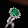 SGARIT Fine Jewelry Factory Customized Solid 18k White Gold 3 Carats Cushion Cut Jewellery Classic Engagement Anniversary VVG Green Natural Gemstone Emerald Ring