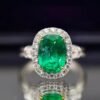 SGARIT Fine Jewelry Factory Customized Solid 18k White Gold 3.62 Carats Cushion Cut Jewellery Classic Engagement Anniversary VVG Green Natural Gemstone Emerald Ring