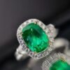 SGARIT Fine Jewelry Factory Customized Solid 18k White Gold 3.62 Carats Cushion Cut Jewellery Classic Engagement Anniversary VVG Green Natural Gemstone Emerald Ring